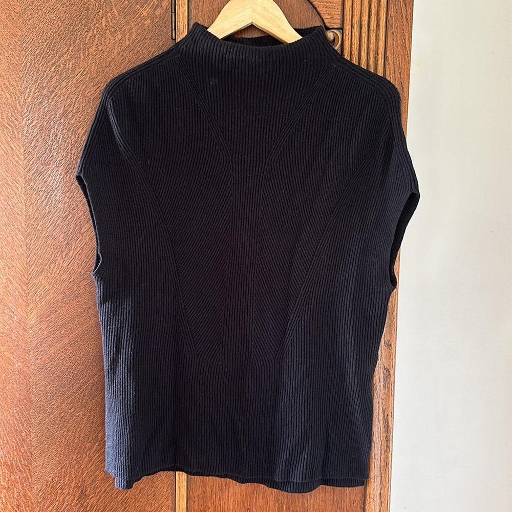 Vince Ribbed Wool and Cashmere Sleeveless Tunic Sweater Vest Mock Neck Size XS